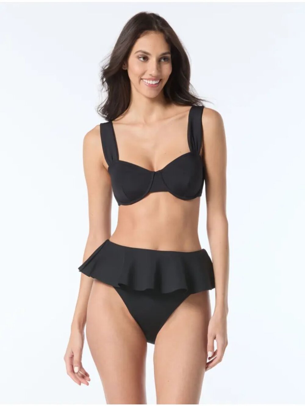 Vince Camuto Scuba Knit Underwire Bra Top Black Adjustable Strap M NWT